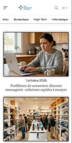 Voorbeeld van de website My Community Manager, vermeld voor de publicatie van gesponsorde artikelen