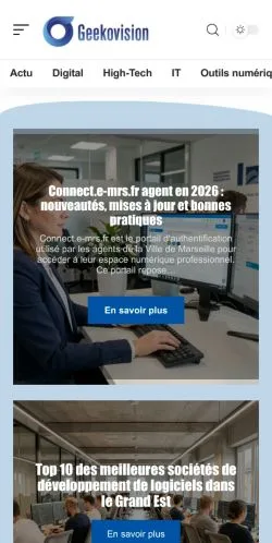 Forhåndsvisning av nettstedet Geekovision, oppført for publisering av sponsede artikler