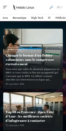 스폰서 기사 게재 매체로 등록된 Hebdo Linux 사이트 미리보기