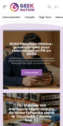 Pré-visualização do site Geek Nation, referenciado para publicar artigos patrocinados