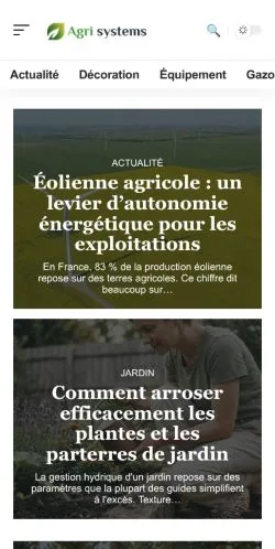 스폰서 기사 게재 매체로 등록된 Agri Systems 사이트 미리보기
