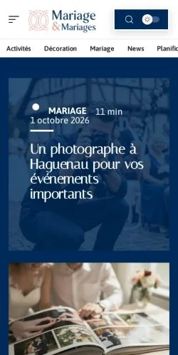 스폰서 기사 게재 매체로 등록된 Mariage et Mariages 사이트 미리보기