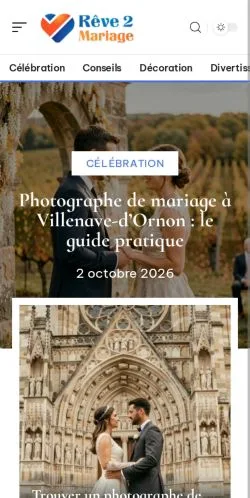 Vista previa del sitio Rêve 2 Mariage, referenciado para publicar artículos patrocinados