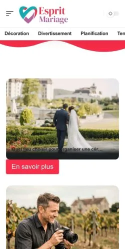 Podgląd witryny Esprit Mariage, ujętej jako miejsce publikacji artykułów sponsorowanych