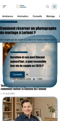 Anteprima del sito Troc Mariage, referenziato per la pubblicazione di articoli sponsorizzati