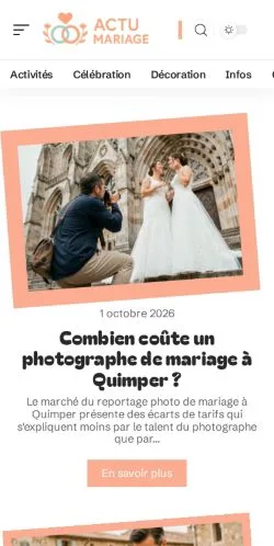 Podgląd witryny Actu Mariage, ujętej jako miejsce publikacji artykułów sponsorowanych