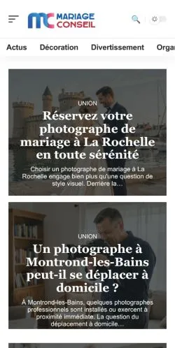 Aperçu du site Mariage Conseils, référencé pour publier un article sponsorisé