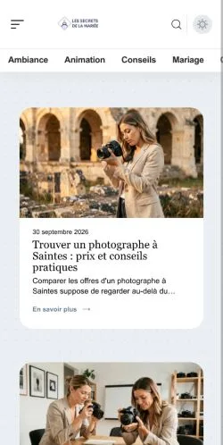 Preview of the Les Secrets De La Mariée website, listed for sponsored article publication