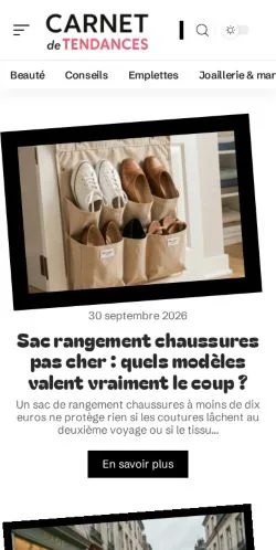 Preview of the Carnet De Tendances website, listed for sponsored article publication