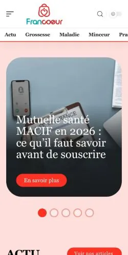 스폰서 기사 게재 매체로 등록된 Francoeur Santé 사이트 미리보기