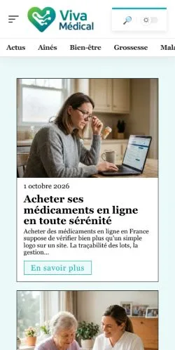 Voorbeeld van de website Viva Médical, vermeld voor de publicatie van gesponsorde artikelen