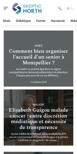 Anteprima del sito Skeptic North, referenziato per la pubblicazione di articoli sponsorizzati