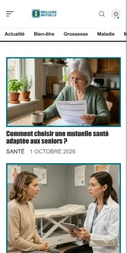 Vista previa del sitio Meilleure Mutuelle, referenciado para publicar artículos patrocinados