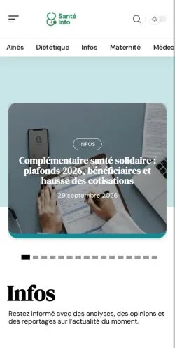 Podgląd witryny Santé Info, ujętej jako miejsce publikacji artykułów sponsorowanych