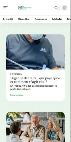 Anteprima del sito La Complémentaire Santé, referenziato per la pubblicazione di articoli sponsorizzati