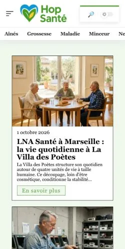 Vista previa del sitio Hop Santé, referenciado para publicar artículos patrocinados