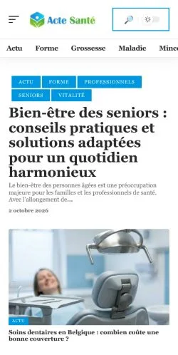 스폰서 기사 게재 매체로 등록된 Acte Santé 사이트 미리보기