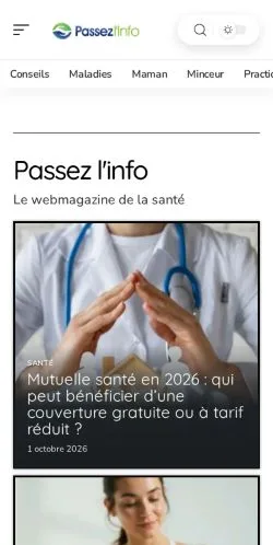 Voorbeeld van de website Passez l'info Santé, vermeld voor de publicatie van gesponsorde artikelen