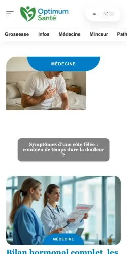 Anteprima del sito Optimum Santé, referenziato per la pubblicazione di articoli sponsorizzati