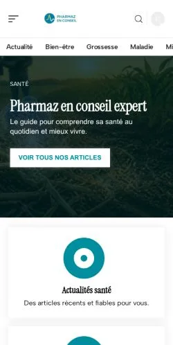 Vista previa del sitio Pharmaz En Conseil, referenciado para publicar artículos patrocinados