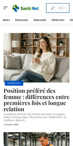 스폰서 기사 게재 매체로 등록된 Santé Net 사이트 미리보기