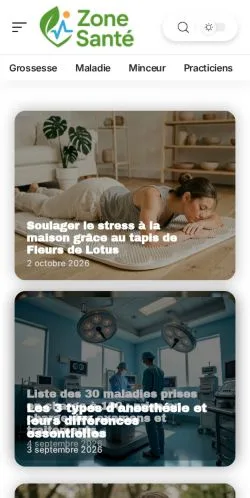 Preview of the Zone Santé website, listed for sponsored article publication