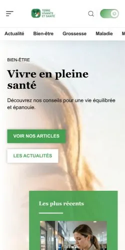 Vista previa del sitio Terre Vivante Santé, referenciado para publicar artículos patrocinados
