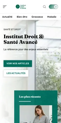 Vista previa del sitio Droit & Santé Institut, referenciado para publicar artículos patrocinados