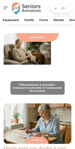 Forhåndsvisning av nettstedet Seniors Annonces, oppført for publisering av sponsede artikler