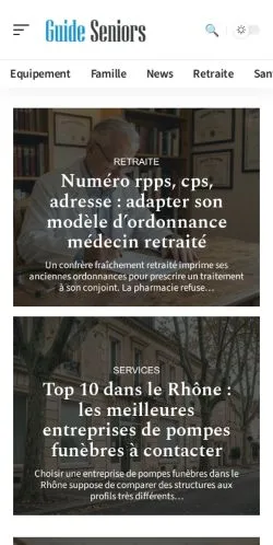 Vorschau der Website Guide Seniors, gelistet für die Veröffentlichung gesponserter Artikel