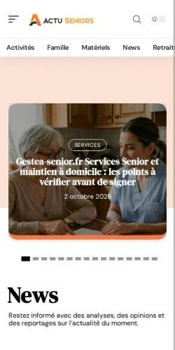 Vista previa del sitio Actu Seniors, referenciado para publicar artículos patrocinados