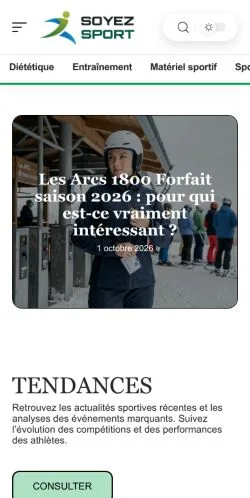 Vorschau der Website Soyez Sport, gelistet für die Veröffentlichung gesponserter Artikel