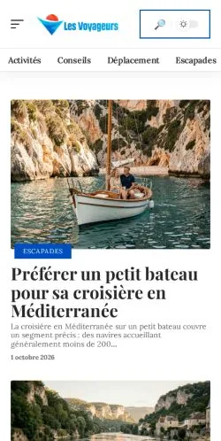 스폰서 기사 게재 매체로 등록된 Les Voyageurs 사이트 미리보기