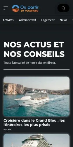 Vista previa del sitio Où Partir En Vacances, referenciado para publicar artículos patrocinados