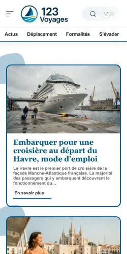 Vorschau der Website 123 Voyages, gelistet für die Veröffentlichung gesponserter Artikel