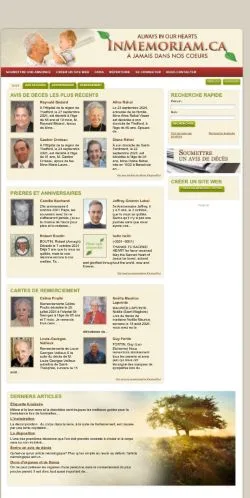 Vorschau der Website inmemoriam.ca, gelistet für die Veröffentlichung gesponserter Artikel