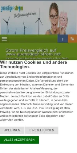 Vorschau der Website Günstiger Strom, gelistet für die Veröffentlichung gesponserter Artikel