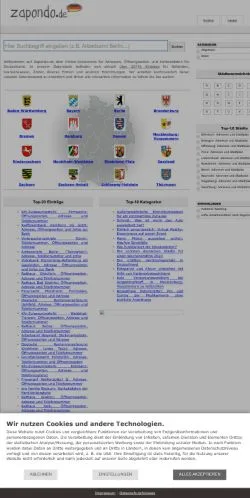 Vista previa del sitio Zapondo Deutschland, referenciado para publicar artículos patrocinados