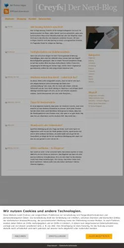 Anteprima del sito Creyfs Nerd Blog, referenziato per la pubblicazione di articoli sponsorizzati