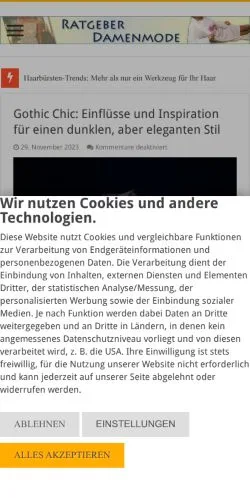 Vorschau der Website Damenmode Kleidung, gelistet für die Veröffentlichung gesponserter Artikel