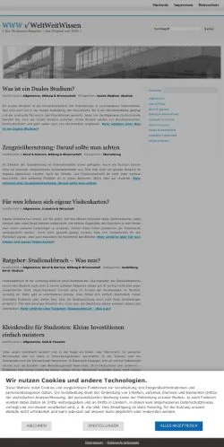 Vorschau der Website WeltWeitWissen, gelistet für die Veröffentlichung gesponserter Artikel