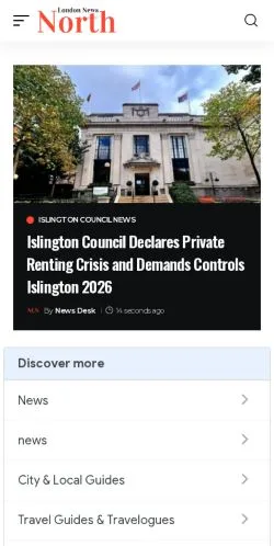 Forhåndsvisning af North London News, opført til udgivelse af sponsorerede artikler
