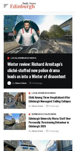 Podgląd witryny Edinburgh Daily News, ujętej jako miejsce publikacji artykułów sponsorowanych