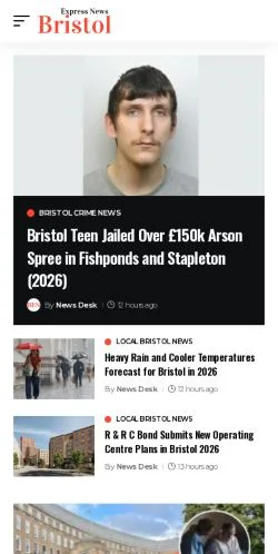Vista previa del sitio Bristol Express News, referenciado para publicar artículos patrocinados