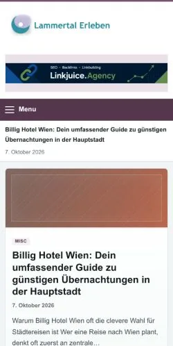 Pré-visualização do site Lammertal Erleben, referenciado para publicar artigos patrocinados