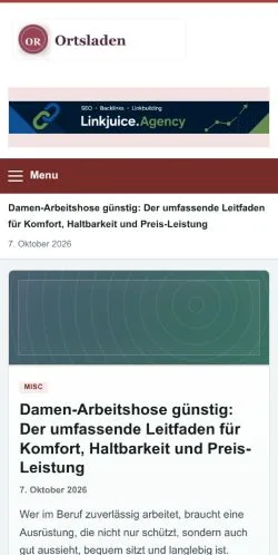 Podgląd witryny Ortsladen, ujętej jako miejsce publikacji artykułów sponsorowanych