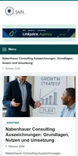 Vorschau der Website Sain, gelistet für die Veröffentlichung gesponserter Artikel