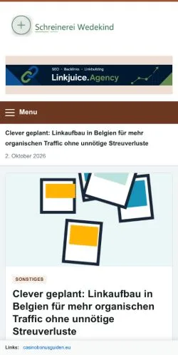 Forhåndsvisning af Schreinerei Wedekind, opført til udgivelse af sponsorerede artikler