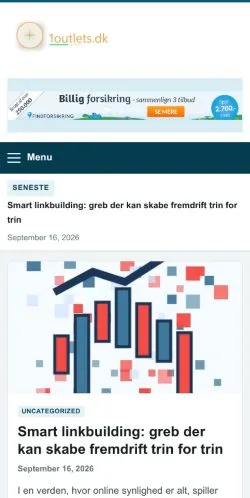 Pré-visualização do site 1outlets.dk, referenciado para publicar artigos patrocinados