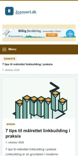 Anteprima del sito 2convert.dk, referenziato per la pubblicazione di articoli sponsorizzati